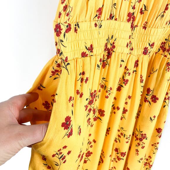 Thakoon‎ Floral Jumpsuit Yellow Smocked Waist Wide Leg Sleeveless Sz 4 - Picture 8 of 14